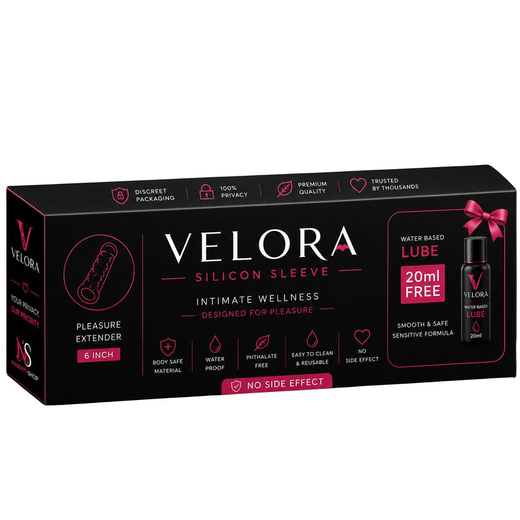 VELORA Premium Silicone Sleeve – 6 Inch Pleasure Extender with 20ml Water-Based Lube
